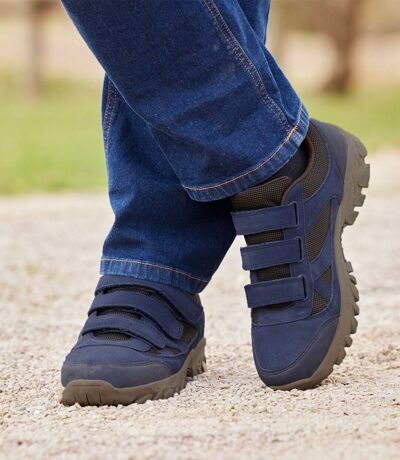 Men's Blue Hook-and-Loop Shoes - Water-Repellent