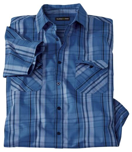Men's Blue Checked Poplin Shirt
