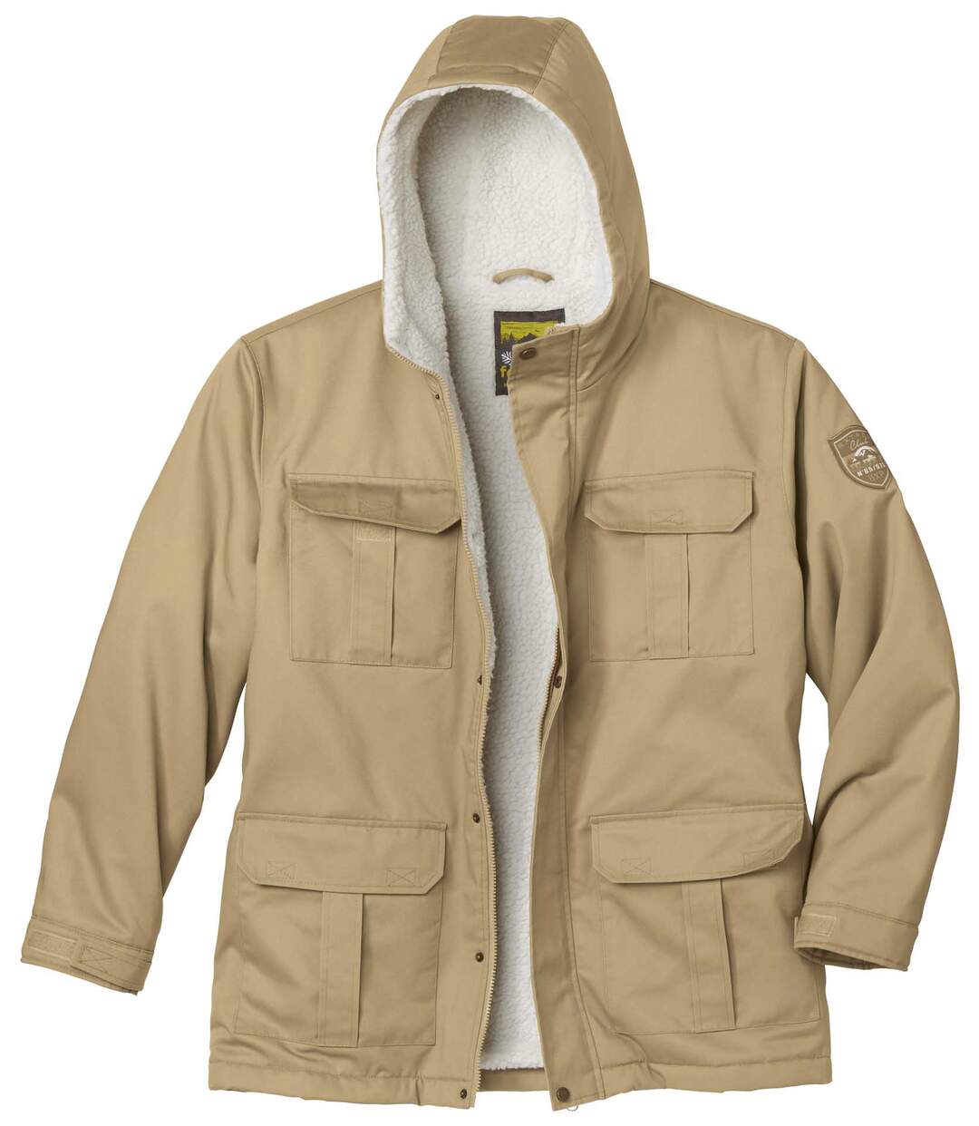 Men's Beige Hooded Parka - Water-Repellent-5