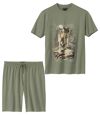 Nyomtatott farkas mintás, rövid jersey pizsama Atlas For Men