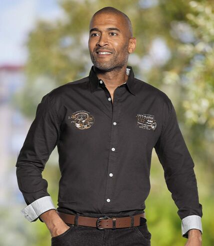 Men's Grey Poplin Cotton Shirt - Long Sleeves