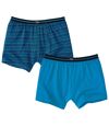 Pack of 2 Men's Summer Boxer Shorts - Navy Light Blue Atlas For Men