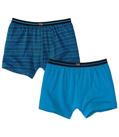 Pack of 2 Men's Summer Boxer Shorts - Navy Light Blue