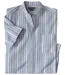 La Chemise Col Mao en Coton Lin Rayée-1