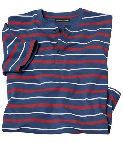 Men's Striped Blue Henley T-Shirt
