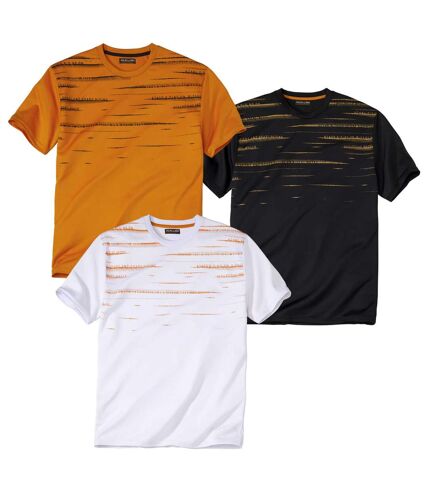 Pack of 3 Men's Sports T-Shirts - White Orange Black