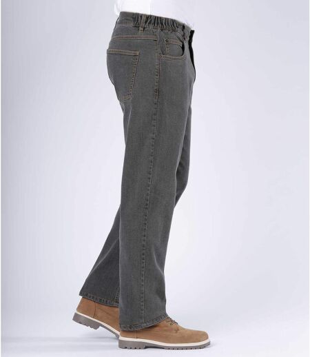 Men's Grey Semi-Elasticated Jeans