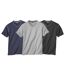 Pack of 3 Men's V-Neck T-Shirts - Grey Navy Charcoal
