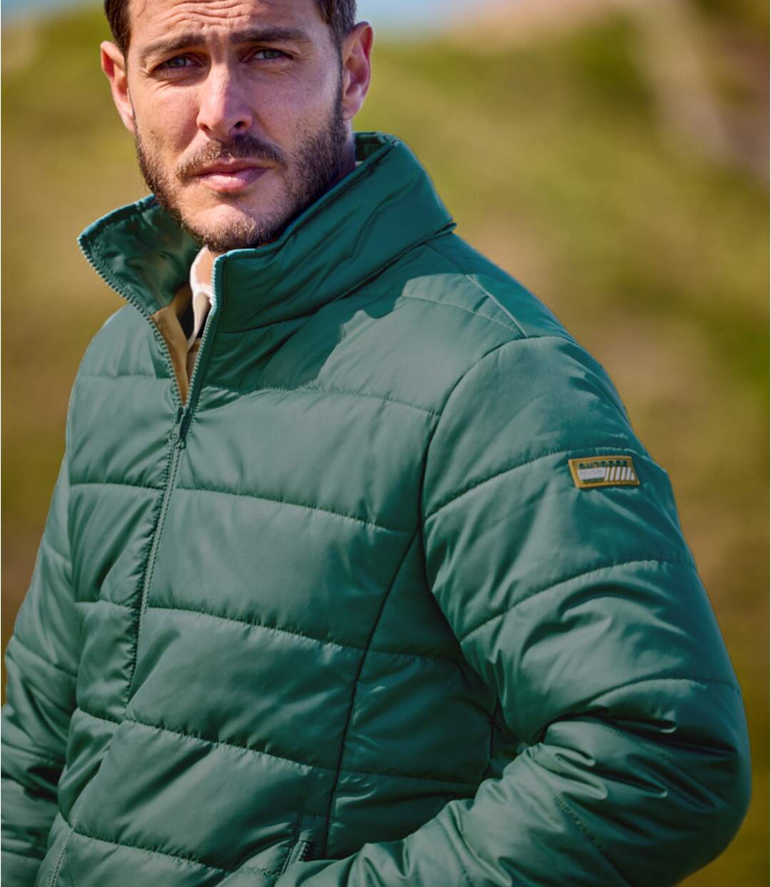 Men's Green Lightweight Padded Jacket - Water-Repellent-3