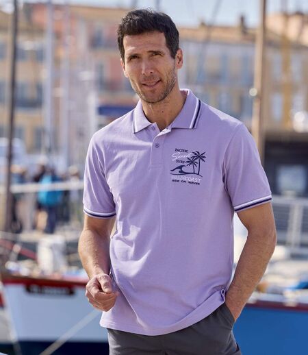 Pack of 2 Men's Pacific Piqué Polo Shirts - Navy Purple
