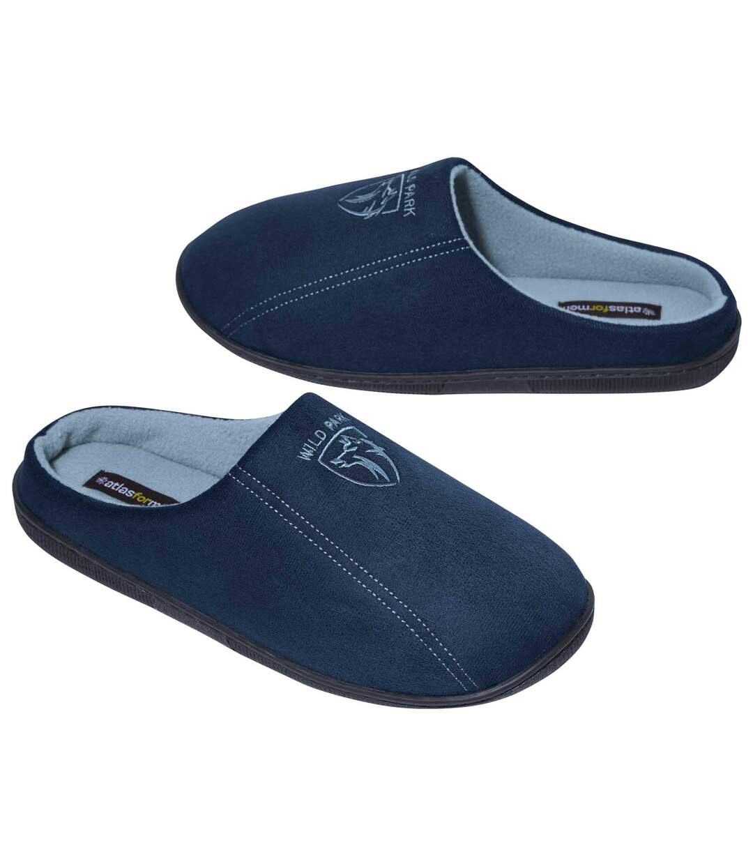 Men's Navy Faux-Suede Slippers-1