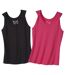Pack of 2 Women's Summer Vest Tops - Pink Black