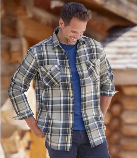 Men's Gray Checked Flannel Shirt