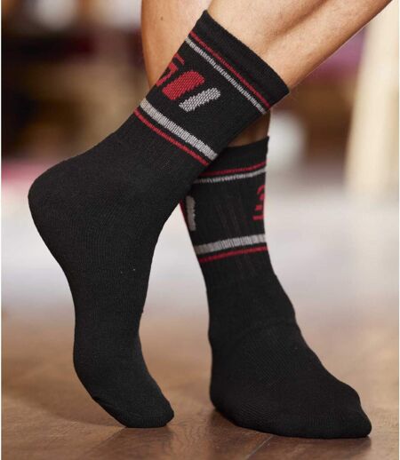 Pack of 5 Pairs of Men's Sport Socks - Black Grey Navy 