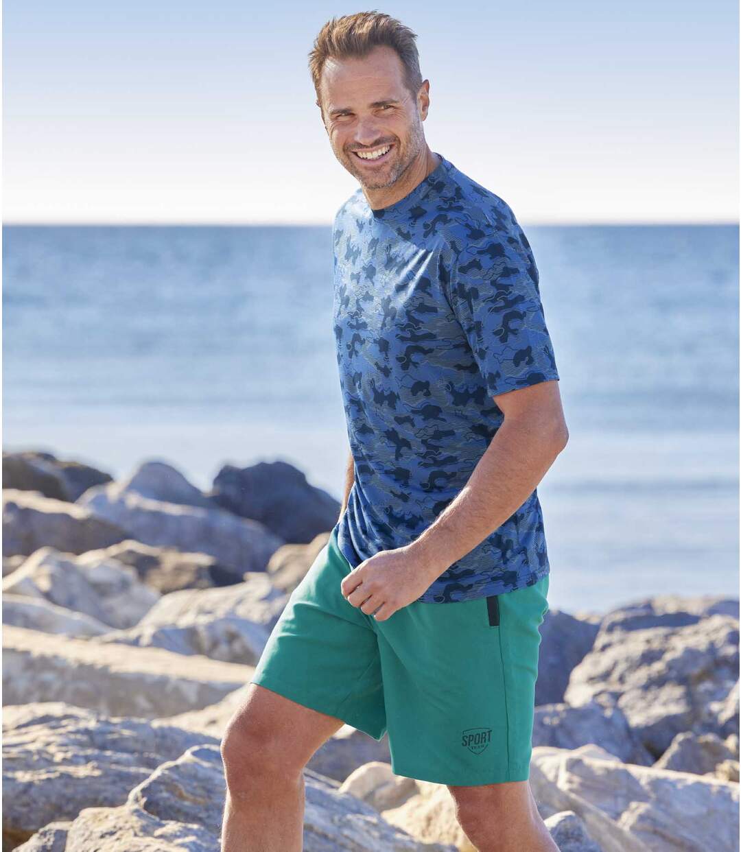 Pack of 2 Men's Summer Shorts - Green Navy-2