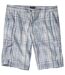 Men's Grey & Blue Checked Cargo Shorts