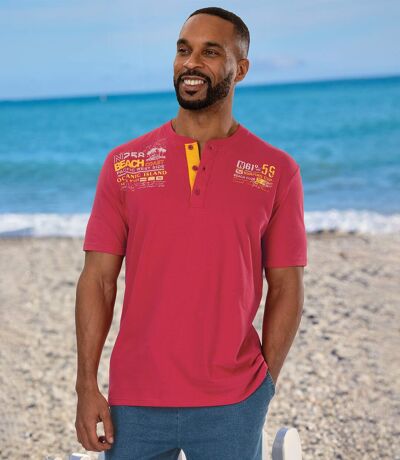 Pack of 2 Men's Henley T-Shirts - Yellow Red