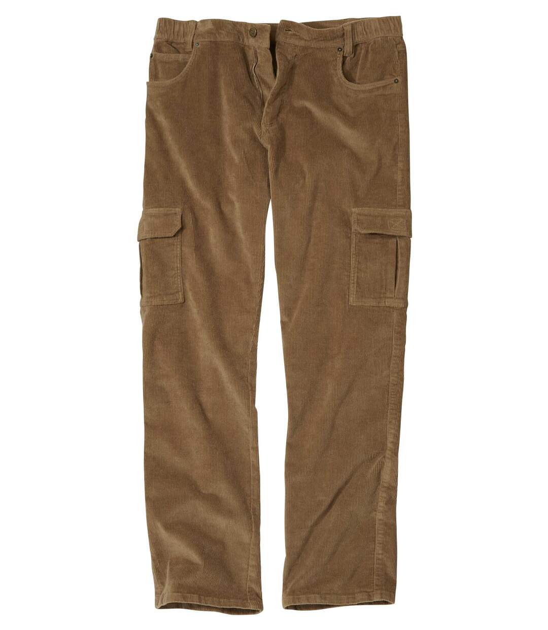 Men's Beige Corduroy Cargo Trousers 