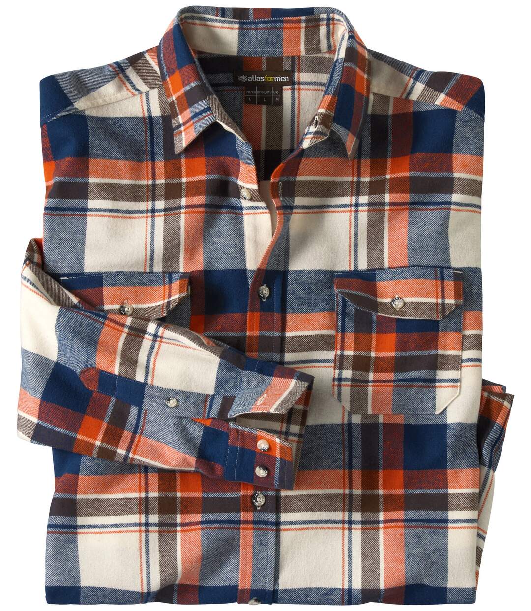 Chemise à carreaux ample homme - bleu écru orange