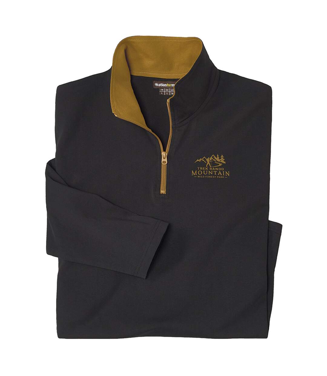 Pack of 2 Men's Cotton Zip-Neck Tops - Black Ochre-7