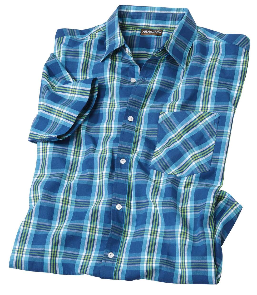 Chemise à carreaux bleus homme-4