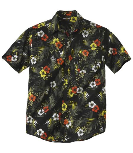 Men's Black Tropical Print Shirt 