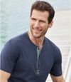 Pack of 3 Men's Button-Neck T-Shirts - Yellow Green Navy Atlas For Men