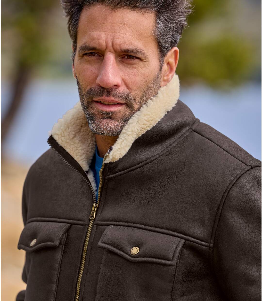 Men's Sherpa-Lined Aviator Brown Jacket | Atlas For Men