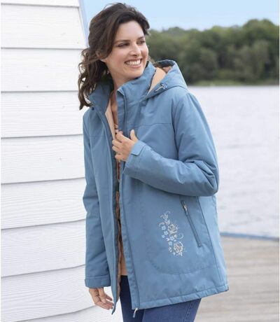 Women's Blue Microtech Parka  - Water-Repellent 