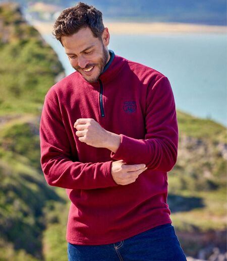 Pack of 2 Men's Microfleece Jumpers - Navy Burgundy