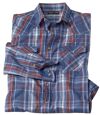 Men's Blue Checked Poplin Shirt Atlas For Men