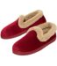 Women's Velour and Faux-Fur Slippers - Red