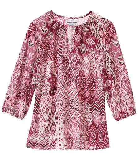 Blouse en Crêpe à Col Fantaisie