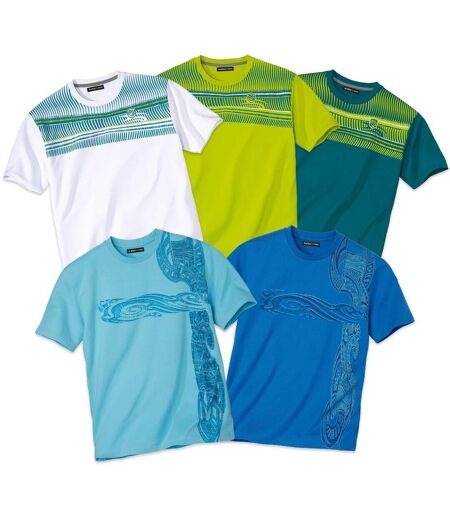 Pack of 5 Men's Printed Crew Neck T-Shirts