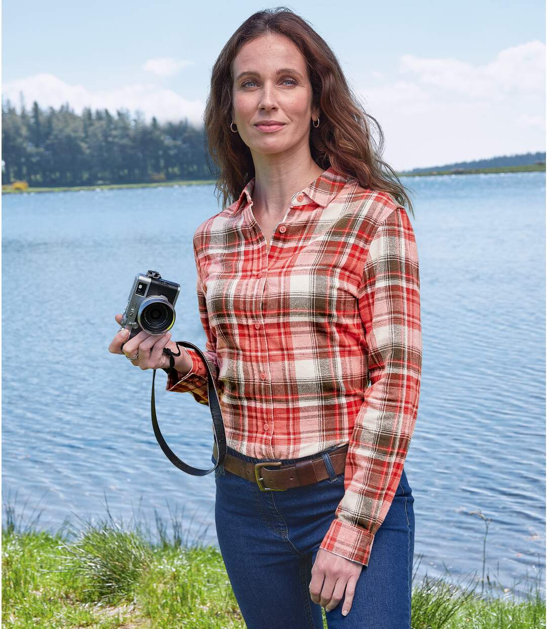 Chemise Flanelle à Carreaux Corail 