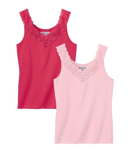 Le Lot de 2 Débardeurs Stretch Dentelle