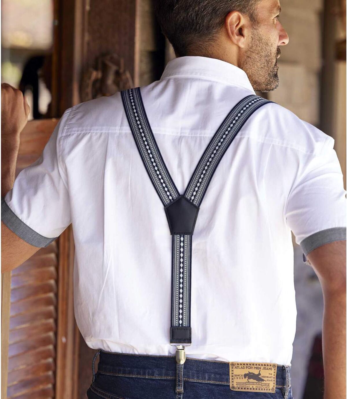 Men's Country Suspenders - Navy Off-White Atlas For Men