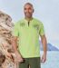 Pack of 2 Men's Button-Neck T-Shirts - Khaki and Lime Green