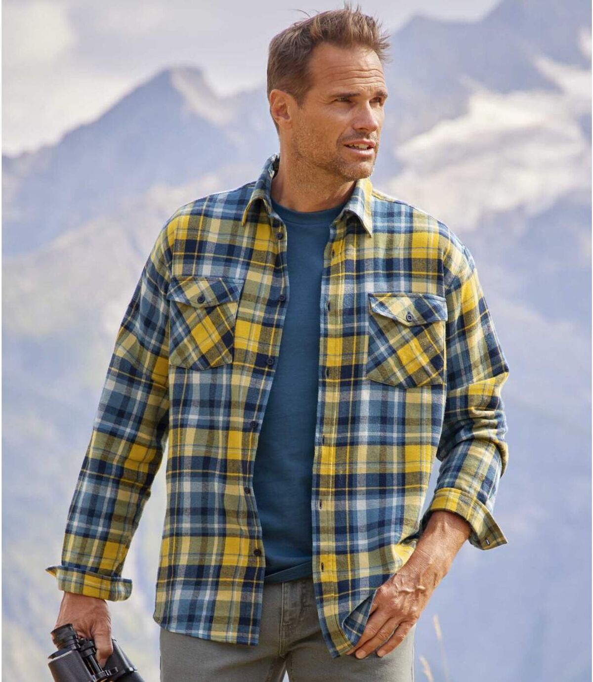 Men's Yellow Checked Flannel Shirt Atlas For Men