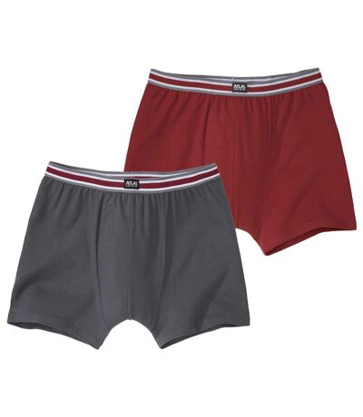 Pack of 2 Men's Stretch Comfort Boxers - Grey Burgundy