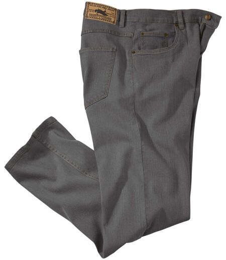 Men's Grey Regular-Fit Stretch Jeans 