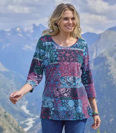 Tunika z nadrukiem patchwork