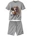 Men's Gray Print Pajama Short Set
