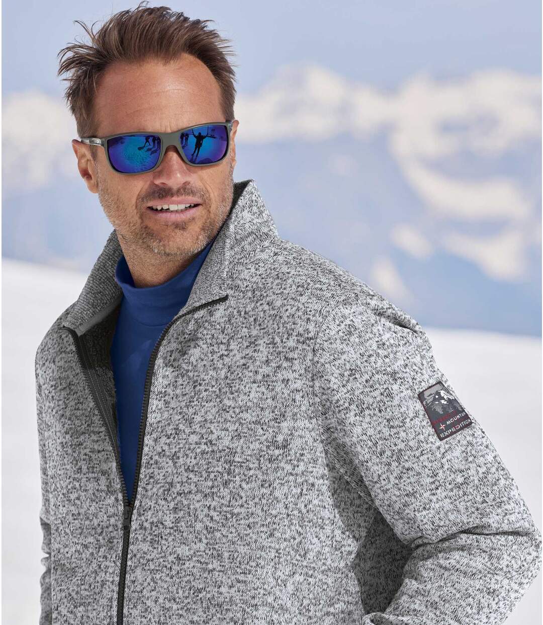 Men's Brushed Fleece Jacket - Sherpa Lining - Grey | Atlas For Men