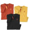 Pack of 3 Men's Henley T-Shirts - Orange Black Yellow Atlas For Men