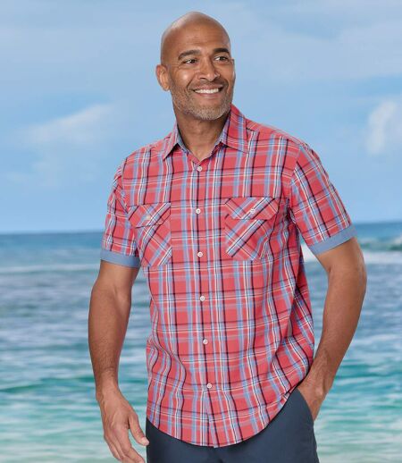 Men's Red Checked Poplin Shirt 