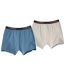 Pack of 2 Men's Plain Boxer Shorts - Blue Beige