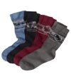 Pack of 4 Pairs of Men's Patterned Socks - Blue Anthracite Burgundy Grey Atlas For Men