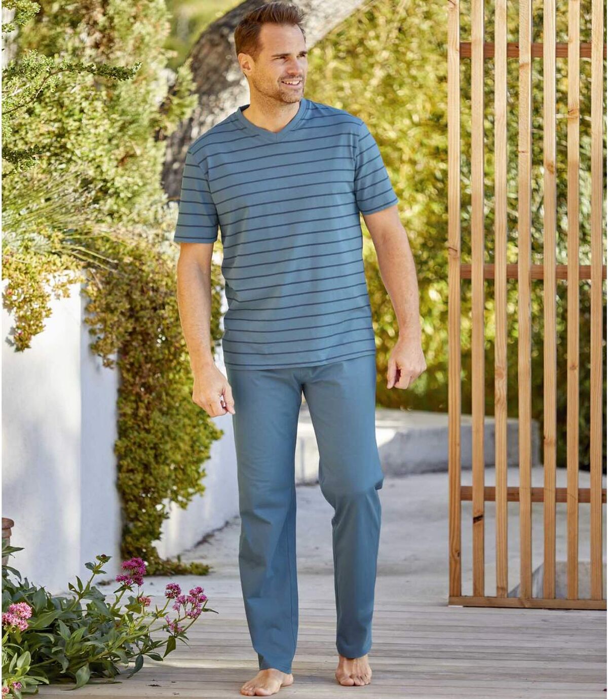 Men's Blue Striped Pajama Set Atlas For Men