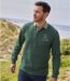 Pack of 2 Men's Long Sleeve Polo Shirts - Green Red
